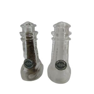 Lenox Crystal Glass Lighthouse‎ shaped 4inches Tall Salt and Pepper Shakers Set